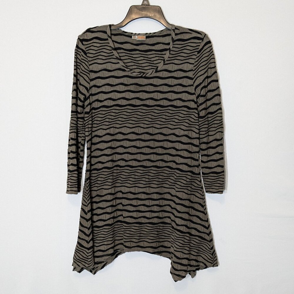 TIANELLO By Steve Barraza Stretchy Crepe Knit Fit to Flare Tunic Top; Size S